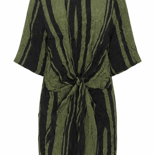 Zara Woman Green Black Striped Sheath Dress Size 10 Women 3/4 Sleeve