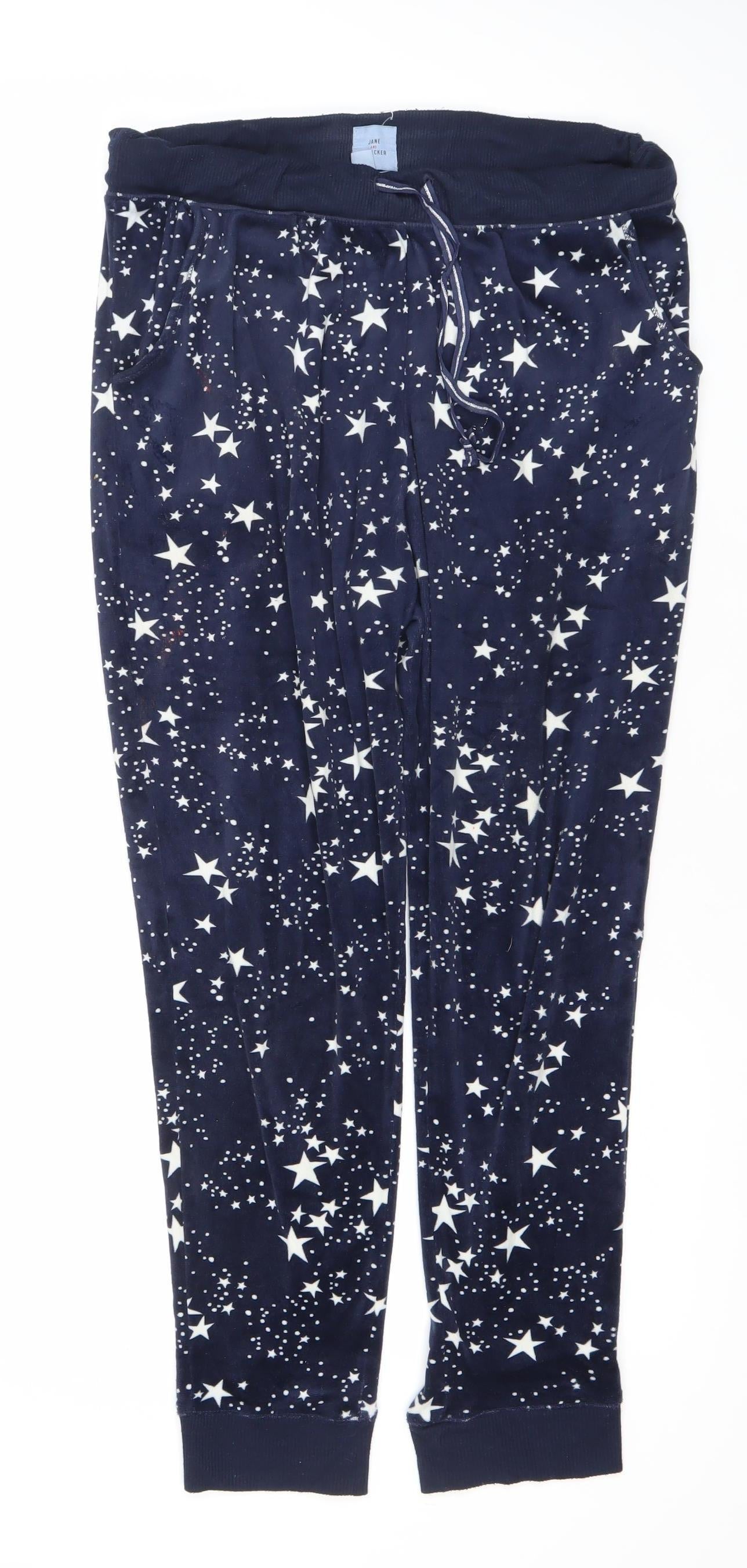 Jane and Bleecker Womens Blue Star Print Velour Pyjama Pants Size S