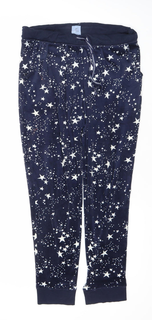 Jane and Bleecker Womens Blue Star Print Velour Pyjama Pants Size S