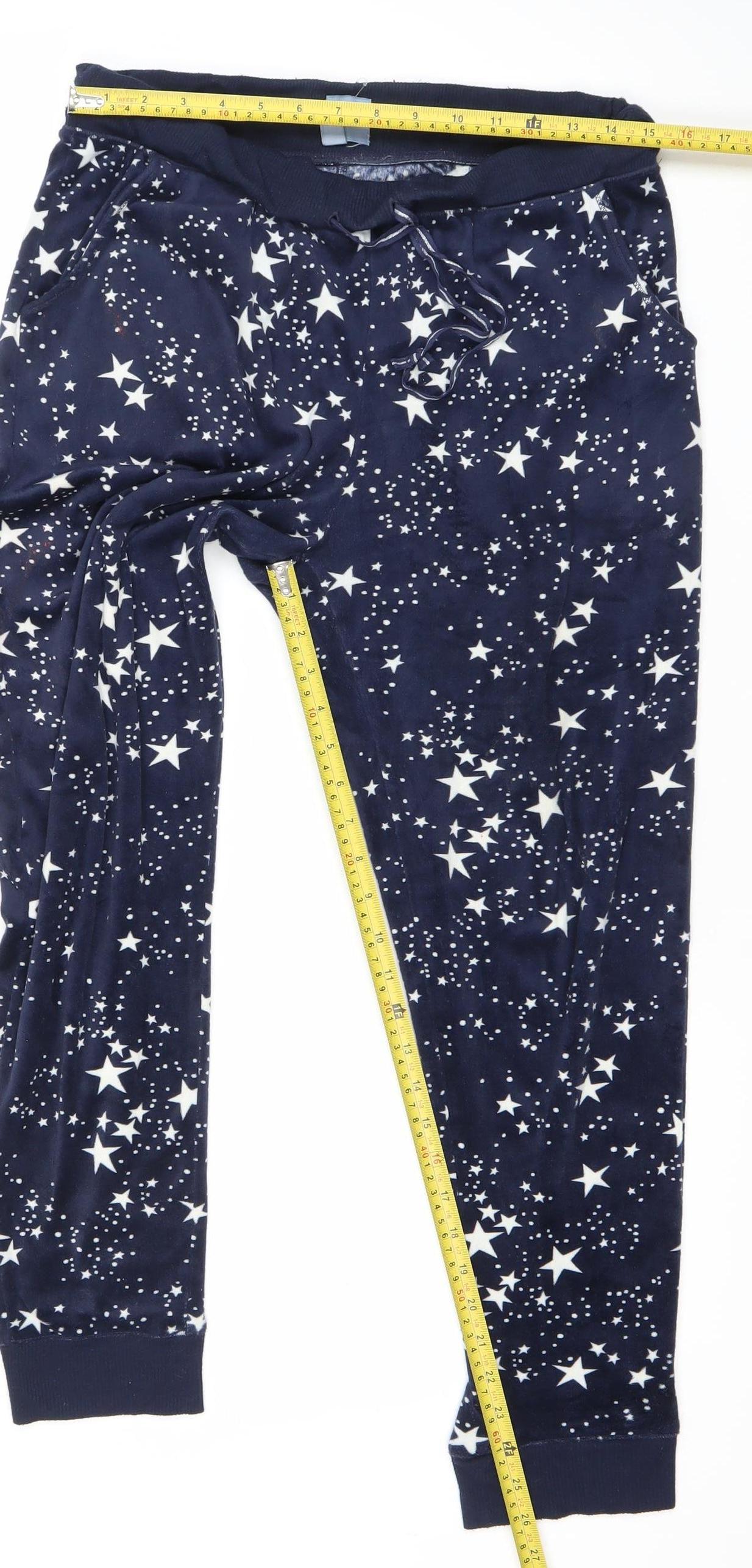 Jane and Bleecker Womens Blue Star Print Velour Pyjama Pants Size S