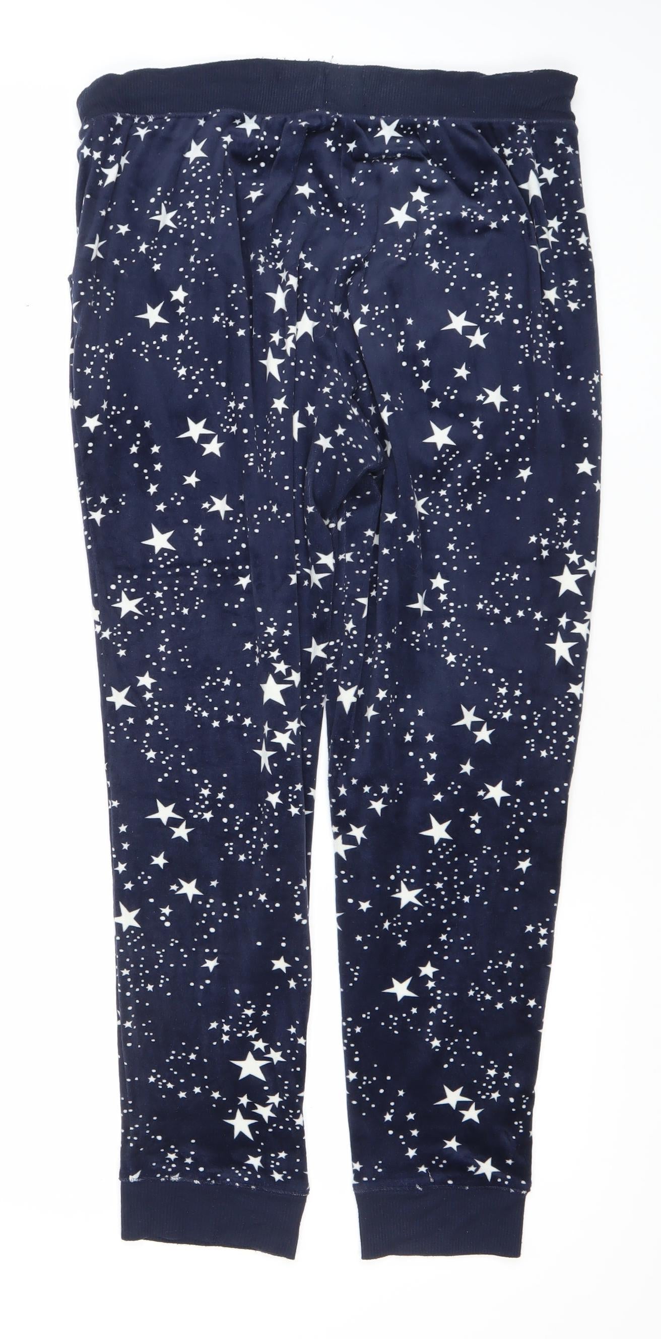 Jane and Bleecker Womens Blue Star Print Velour Pyjama Pants Size S