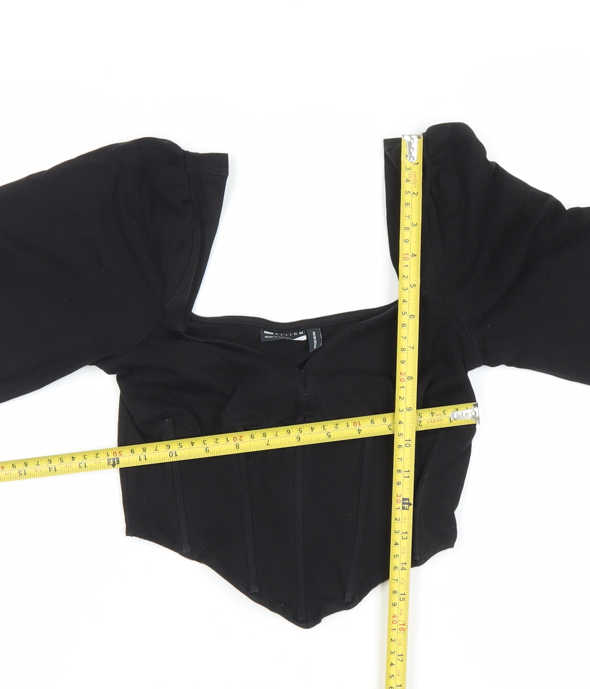 ASOS DESIGN Women Black Size 8 Cropped Puff Sleeve Blouse