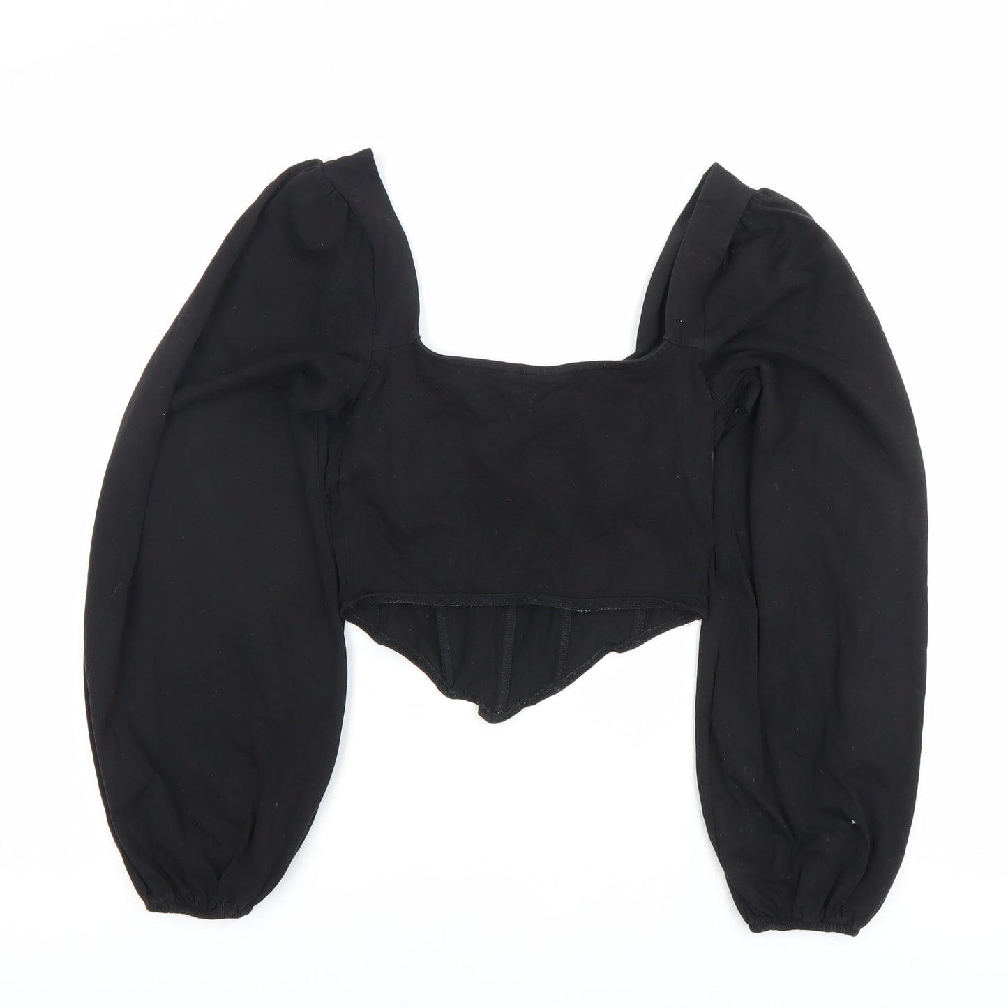 ASOS DESIGN Women Black Size 8 Cropped Puff Sleeve Blouse
