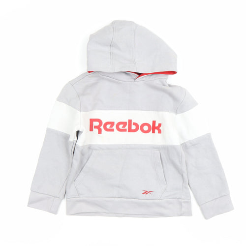 Reebok Boys Grey Pullover Hoodie 4-5 Years Sports Graphic Logo