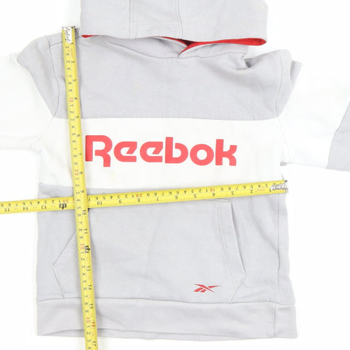 Reebok Boys Grey Pullover Hoodie 4-5 Years Sports Graphic Logo