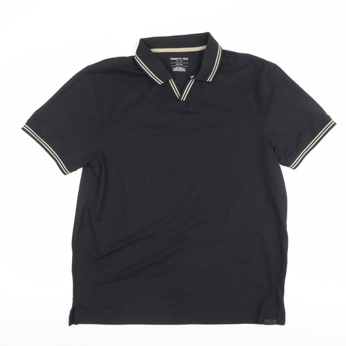 Kenneth Cole Mens Black Polo Shirt Medium Regular Fit Cotton Blend