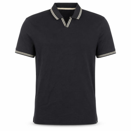 Front view of Kenneth Cole men’s black polo shirt medium regular fit cotton blend