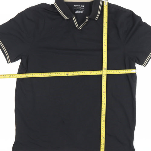 Kenneth Cole Mens Black Polo Shirt Medium Regular Fit Cotton Blend
