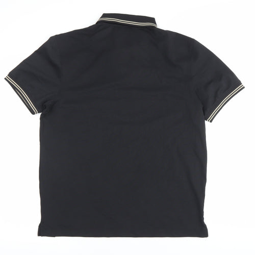 Kenneth Cole Mens Black Polo Shirt Medium Regular Fit Cotton Blend