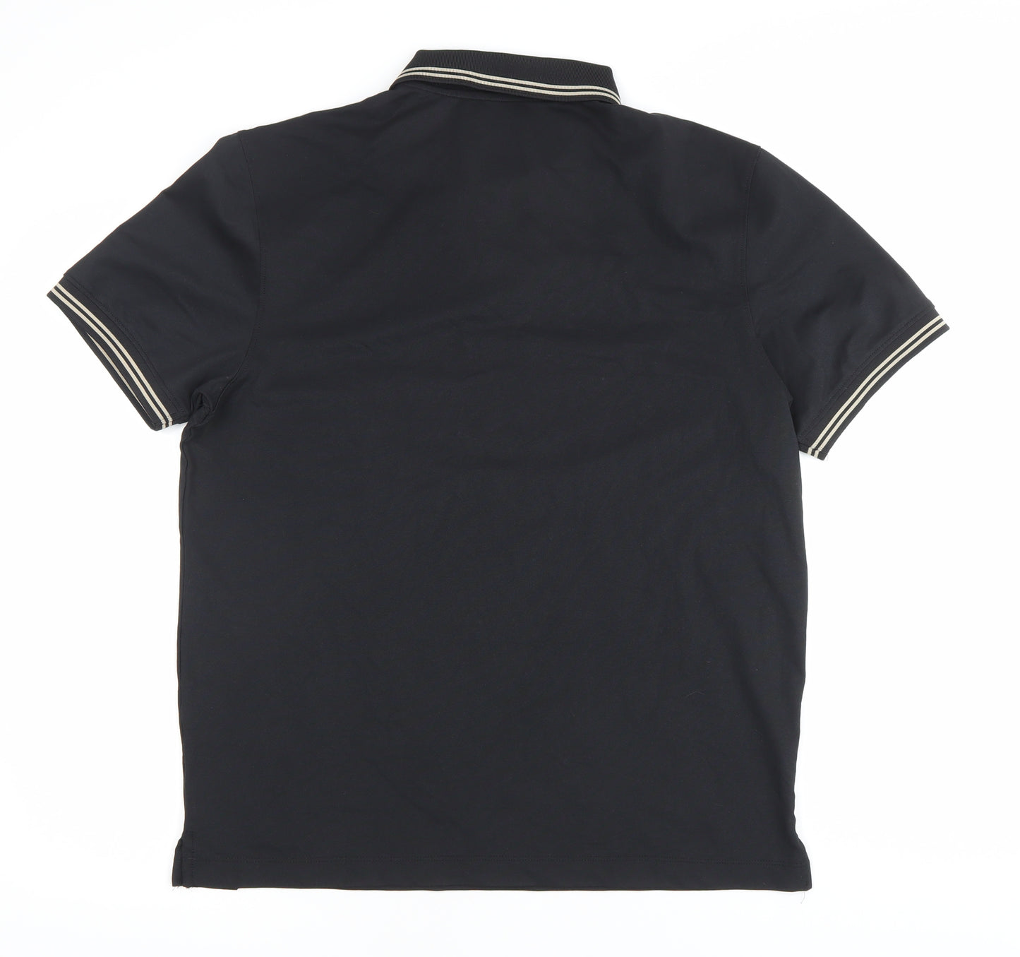 Kenneth Cole Mens Black Polo Shirt Medium Regular Fit Cotton Blend