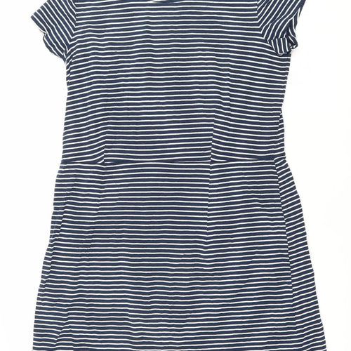 Lily & Me Women's Blue Striped Shift Dress Size 18 Short Sleeve