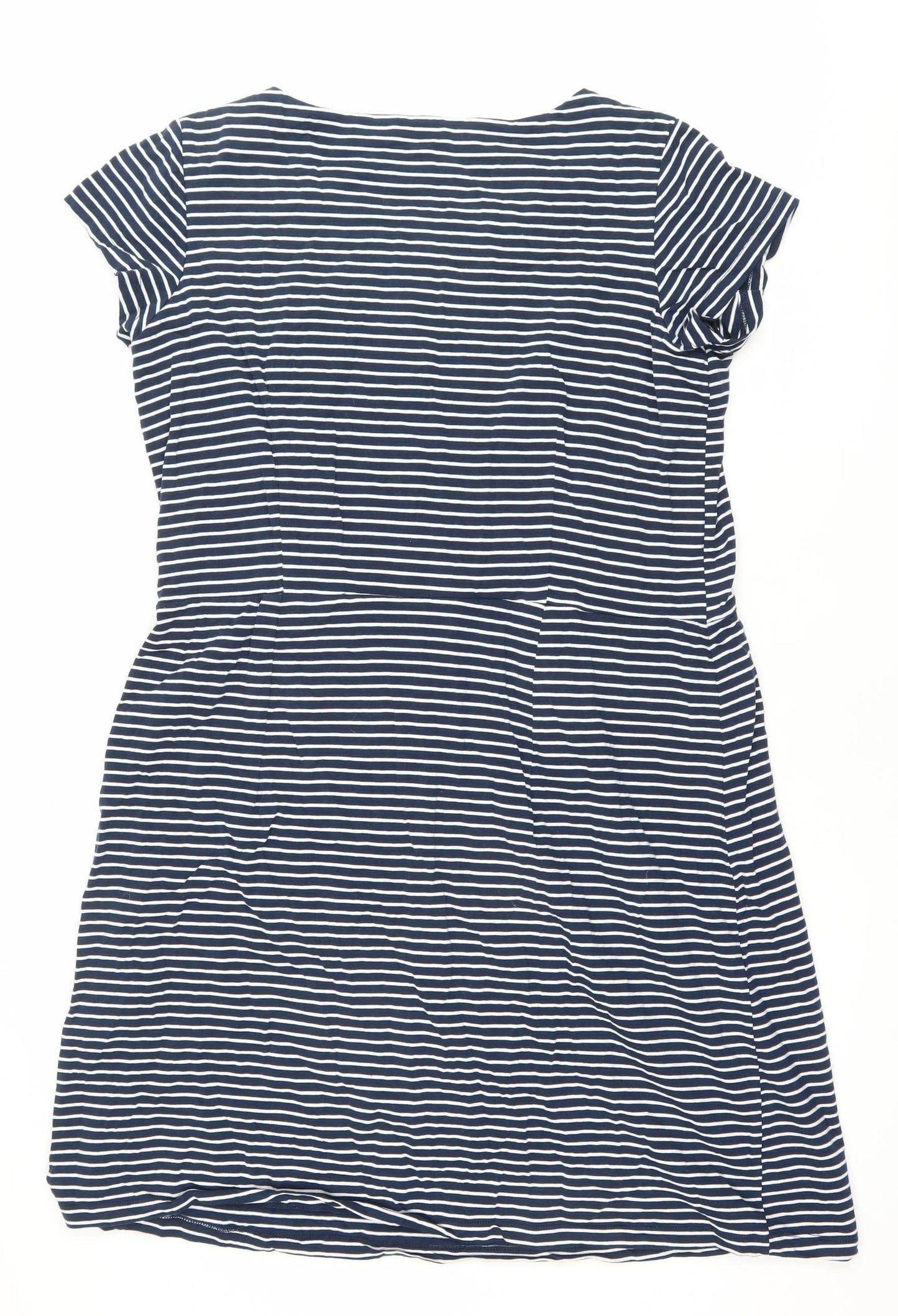 Lily & Me Women's Blue Striped Shift Dress Size 18 Short Sleeve