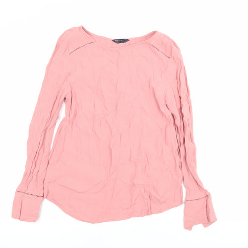 Marks and Spencer Womens Pink Viscose Long Sleeve Tunic Blouse Size 8
