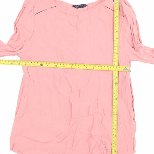 Marks and Spencer Womens Pink Viscose Long Sleeve Tunic Blouse Size 8