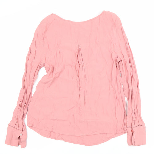 Marks and Spencer Womens Pink Viscose Long Sleeve Tunic Blouse Size 8