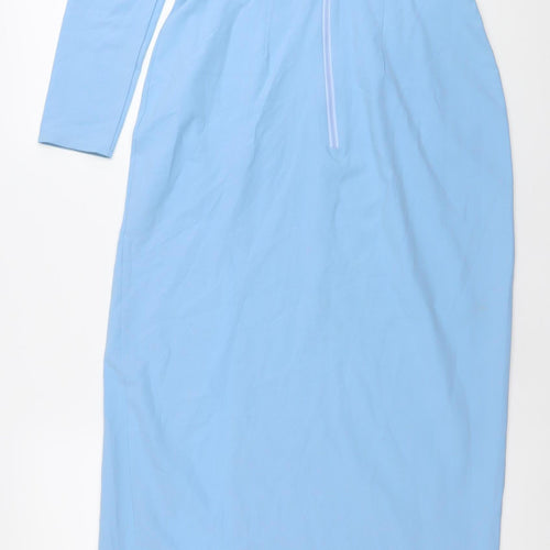 Vesper Womens Blue One Shoulder Bodycon Long Dress Size 10