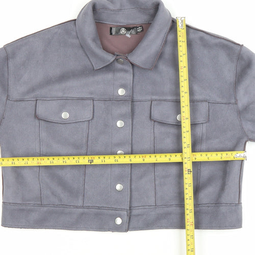 Missguided Women’s Grey Cropped Suede Look Button Jacket UK 8