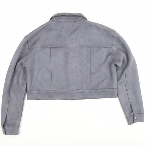 Missguided Women’s Grey Cropped Suede Look Button Jacket UK 8