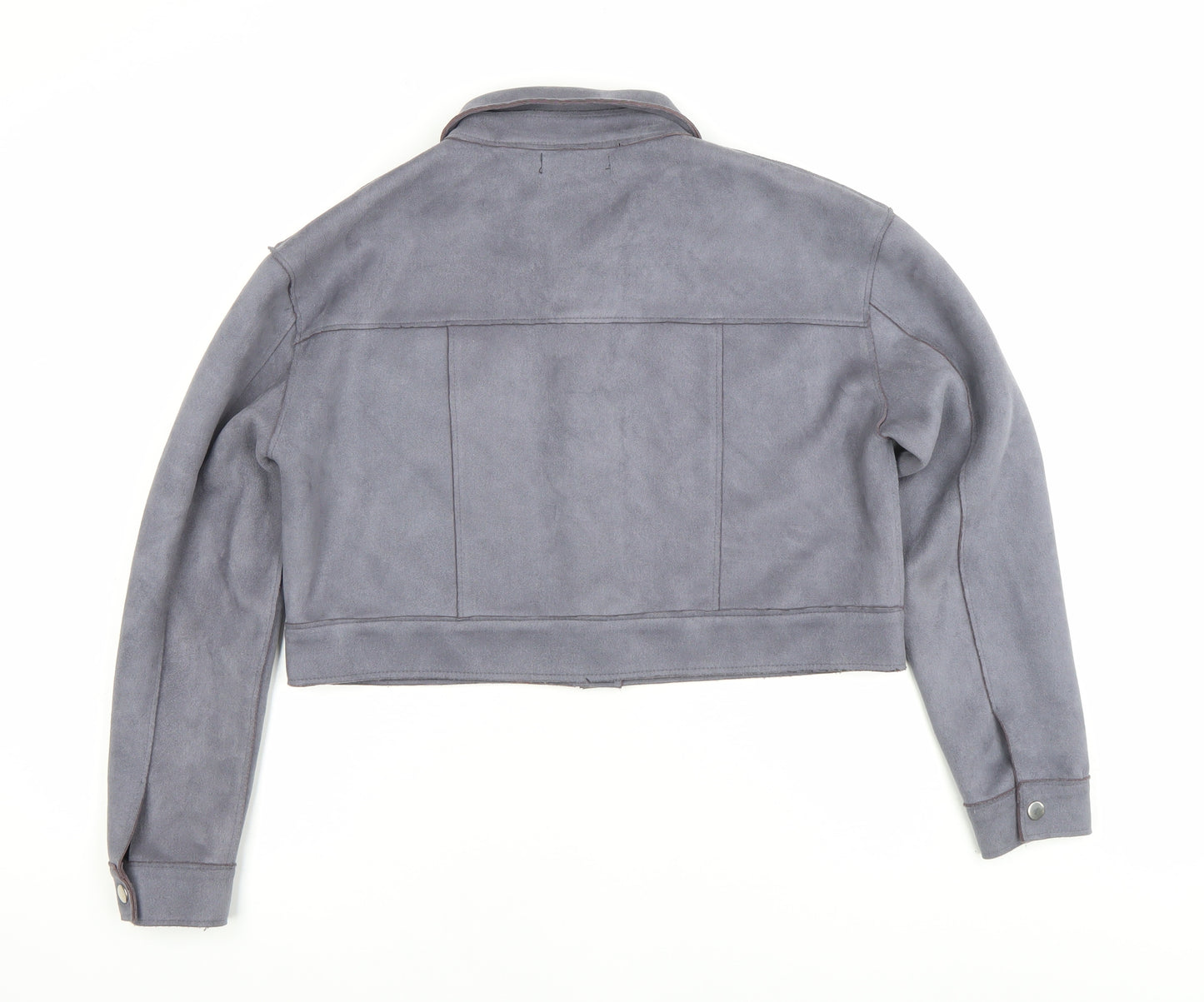 Missguided Women’s Grey Cropped Suede Look Button Jacket UK 8