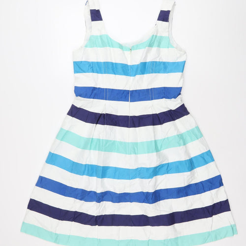 Nine West Women’s Blue Green White Striped Fit & Flare Dress Size 12