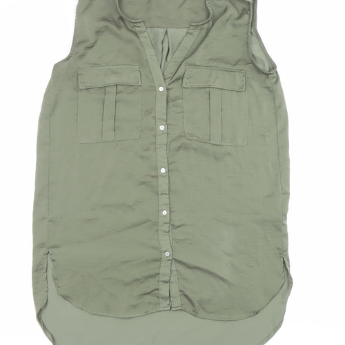 H&M Womens Green Size 8 Sleeveless Button-Up Blouse