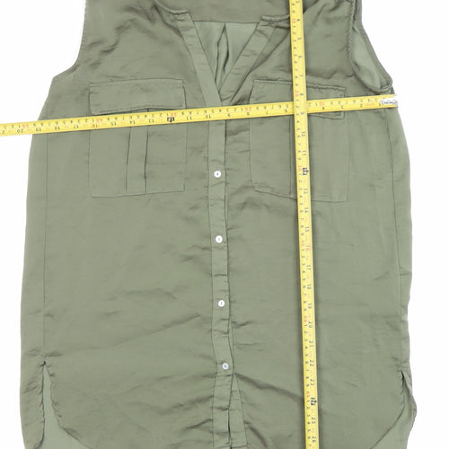H&M Womens Green Size 8 Sleeveless Button-Up Blouse