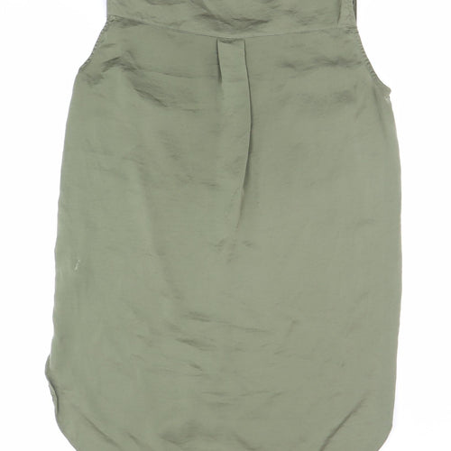 H&M Womens Green Size 8 Sleeveless Button-Up Blouse
