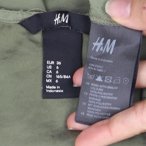 H&M Womens Green Size 8 Sleeveless Button-Up Blouse