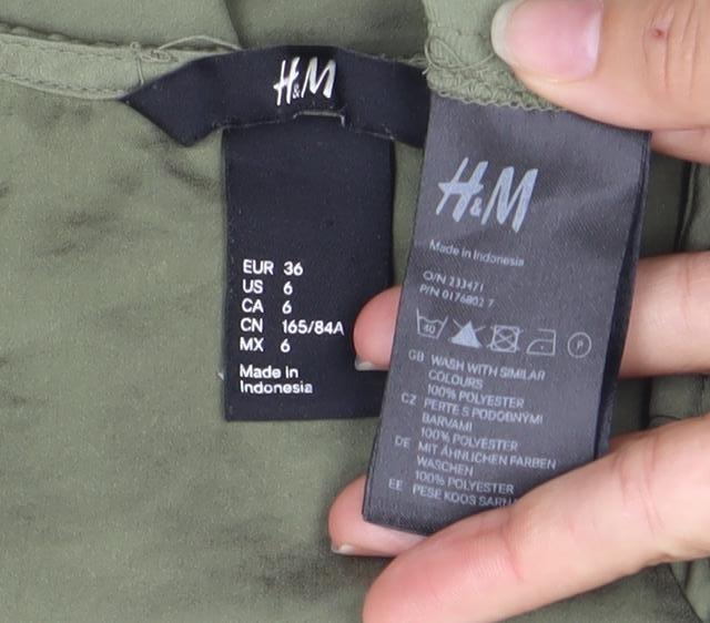 H&M Womens Green Size 8 Sleeveless Button-Up Blouse