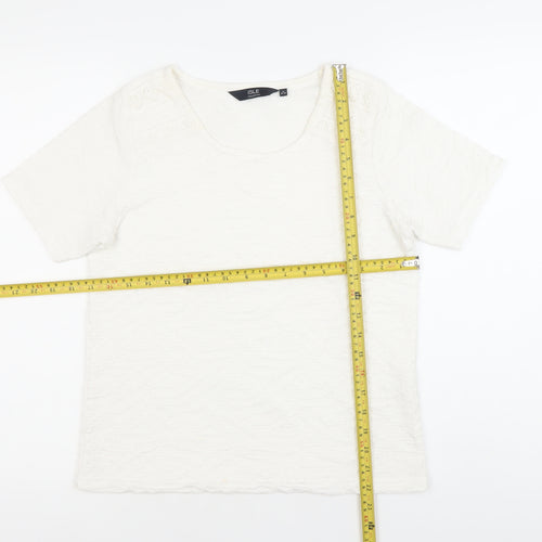 Isle Collection Womens Ivory Short Sleeve Scoop Neck T-Shirt Size 10-12