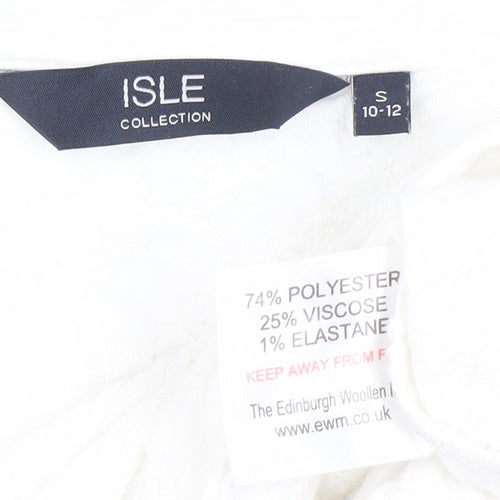 Isle Collection Womens Ivory Short Sleeve Scoop Neck T-Shirt Size 10-12