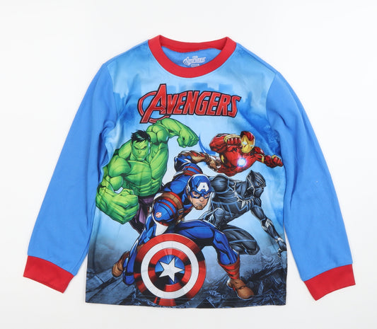 Marvel Boys Blue Avengers Long Sleeve Pyjama Top Size 8 Years
