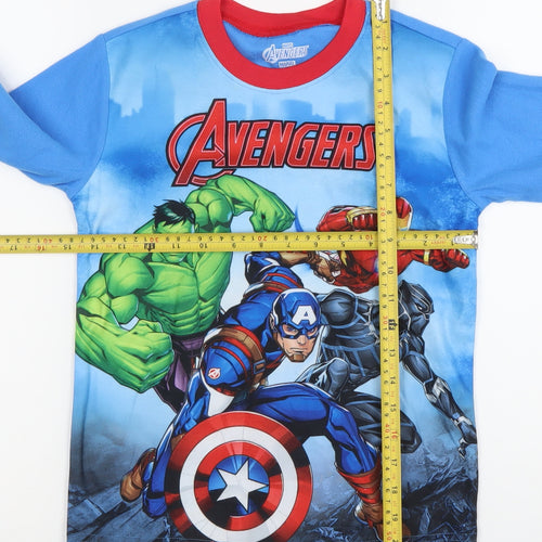 Marvel Boys Blue Avengers Long Sleeve Pyjama Top Size 8 Years