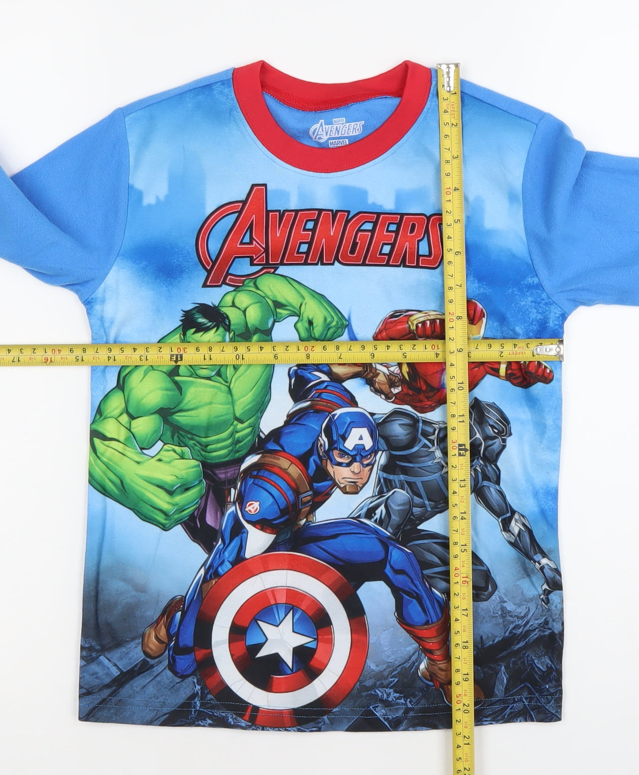 Marvel Boys Blue Avengers Long Sleeve Pyjama Top Size 8 Years