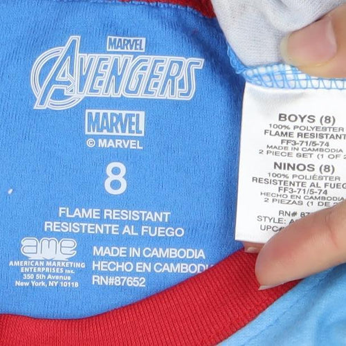 Marvel Boys Blue Avengers Long Sleeve Pyjama Top Size 8 Years