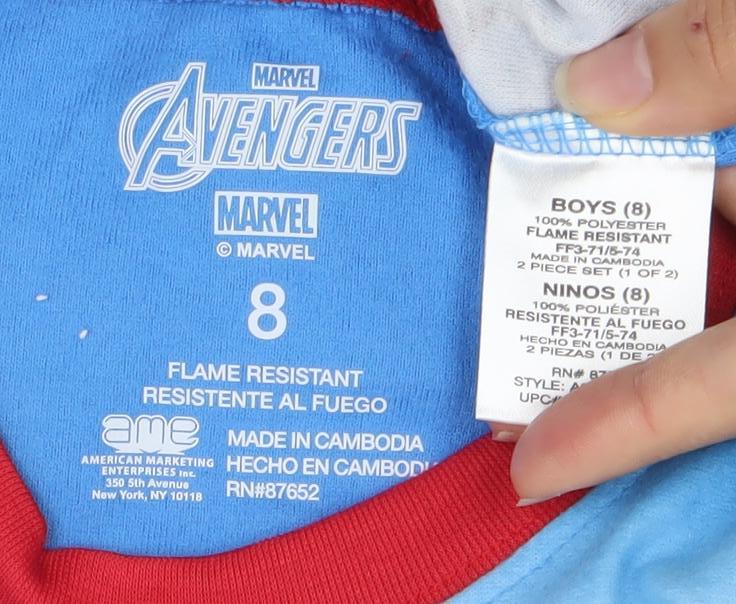 Marvel Boys Blue Avengers Long Sleeve Pyjama Top Size 8 Years