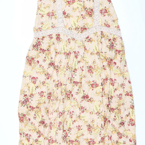 ASOS Women’s Beige Floral Slip Midi Dress Size 8 Viscose Summer