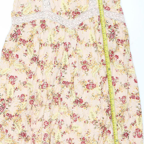 ASOS Women’s Beige Floral Slip Midi Dress Size 8 Viscose Summer