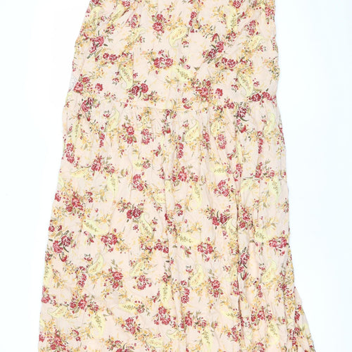 ASOS Women’s Beige Floral Slip Midi Dress Size 8 Viscose Summer