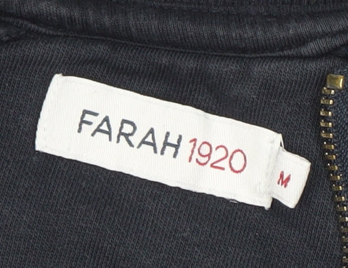 Farah Men’s Blue Half Zip Sweatshirt M Regular Fit Logo