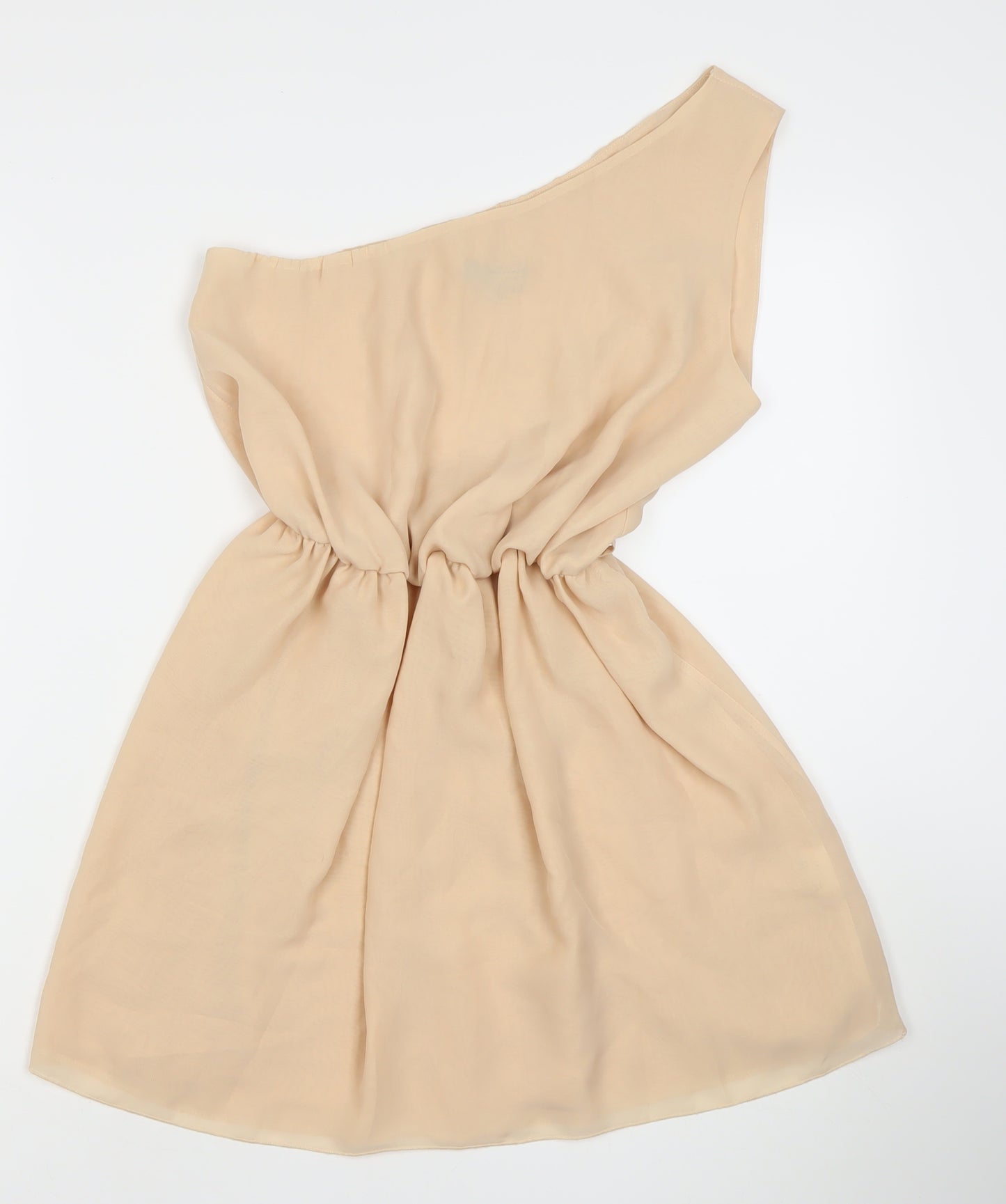 LOVE Women’s Beige One Shoulder Ruched Short Dress S/M