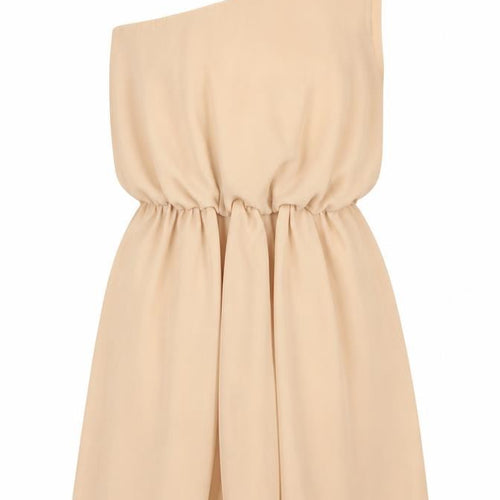 LOVE Women’s Beige One Shoulder Ruched Short Dress S/M