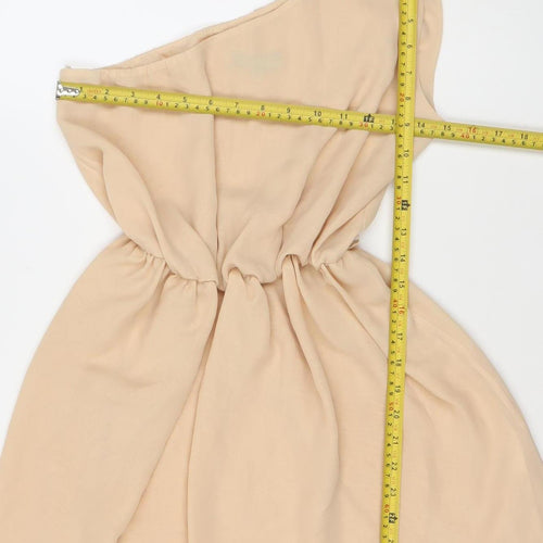 LOVE Women’s Beige One Shoulder Ruched Short Dress S/M