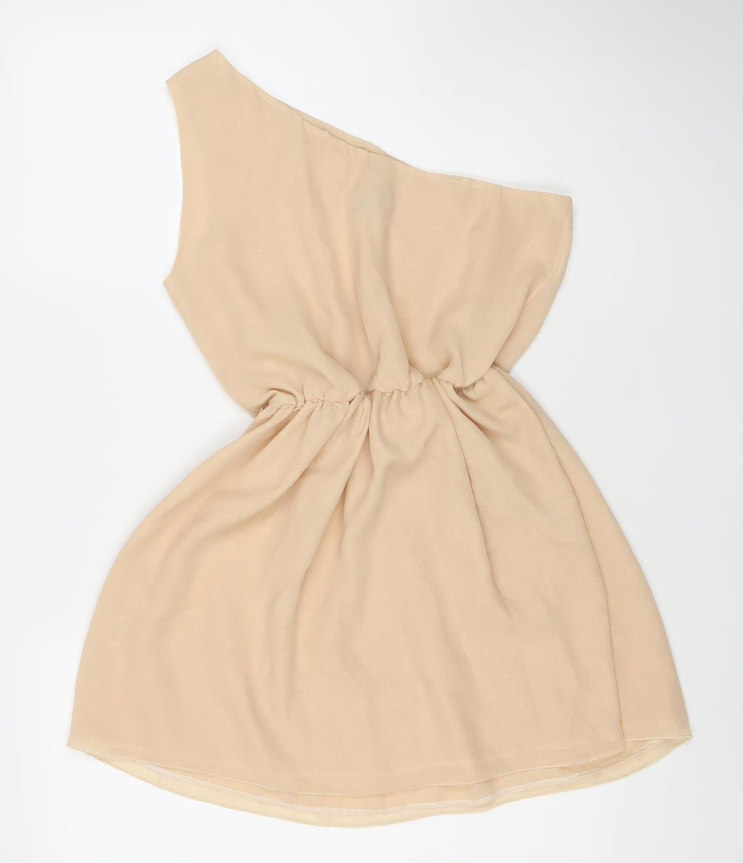 LOVE Women’s Beige One Shoulder Ruched Short Dress S/M