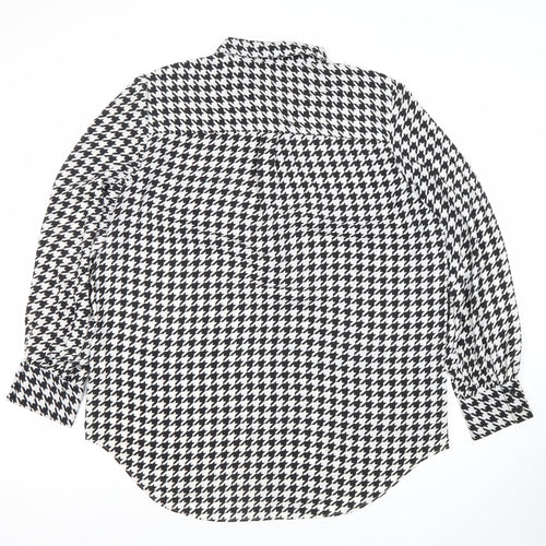 New Look Women’s Black White Houndstooth Button-Up Shirt Size 18