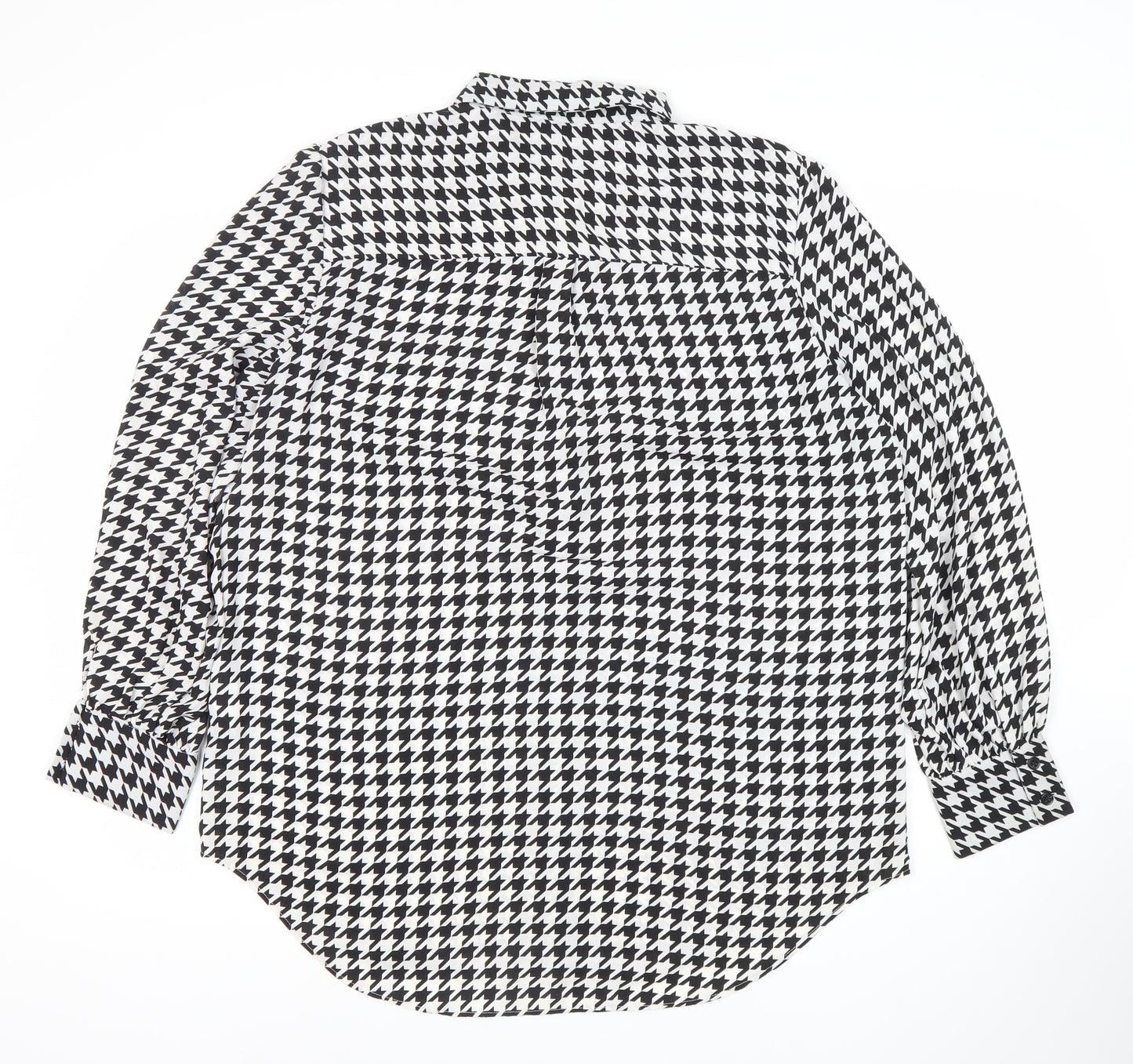 New Look Women’s Black White Houndstooth Button-Up Shirt Size 18
