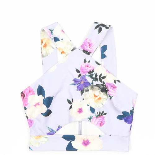 New Look Women’s Petite Multicoloured Floral Cropped Tank Top Zip UK 10