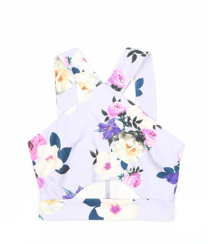 New Look Women’s Petite Multicoloured Floral Cropped Tank Top Zip UK 10