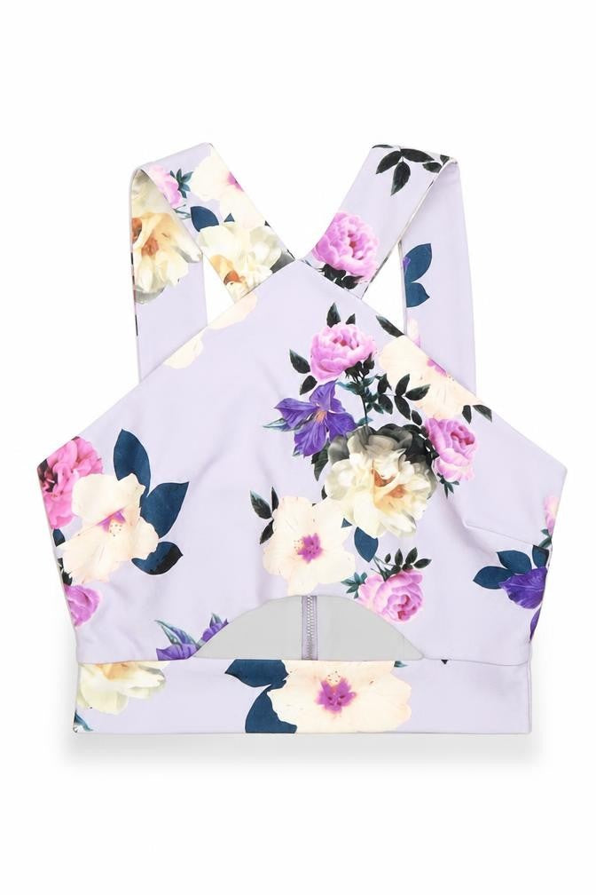 New Look Women’s Petite Multicoloured Floral Cropped Tank Top Zip UK 10