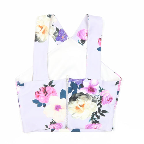 New Look Women’s Petite Multicoloured Floral Cropped Tank Top Zip UK 10